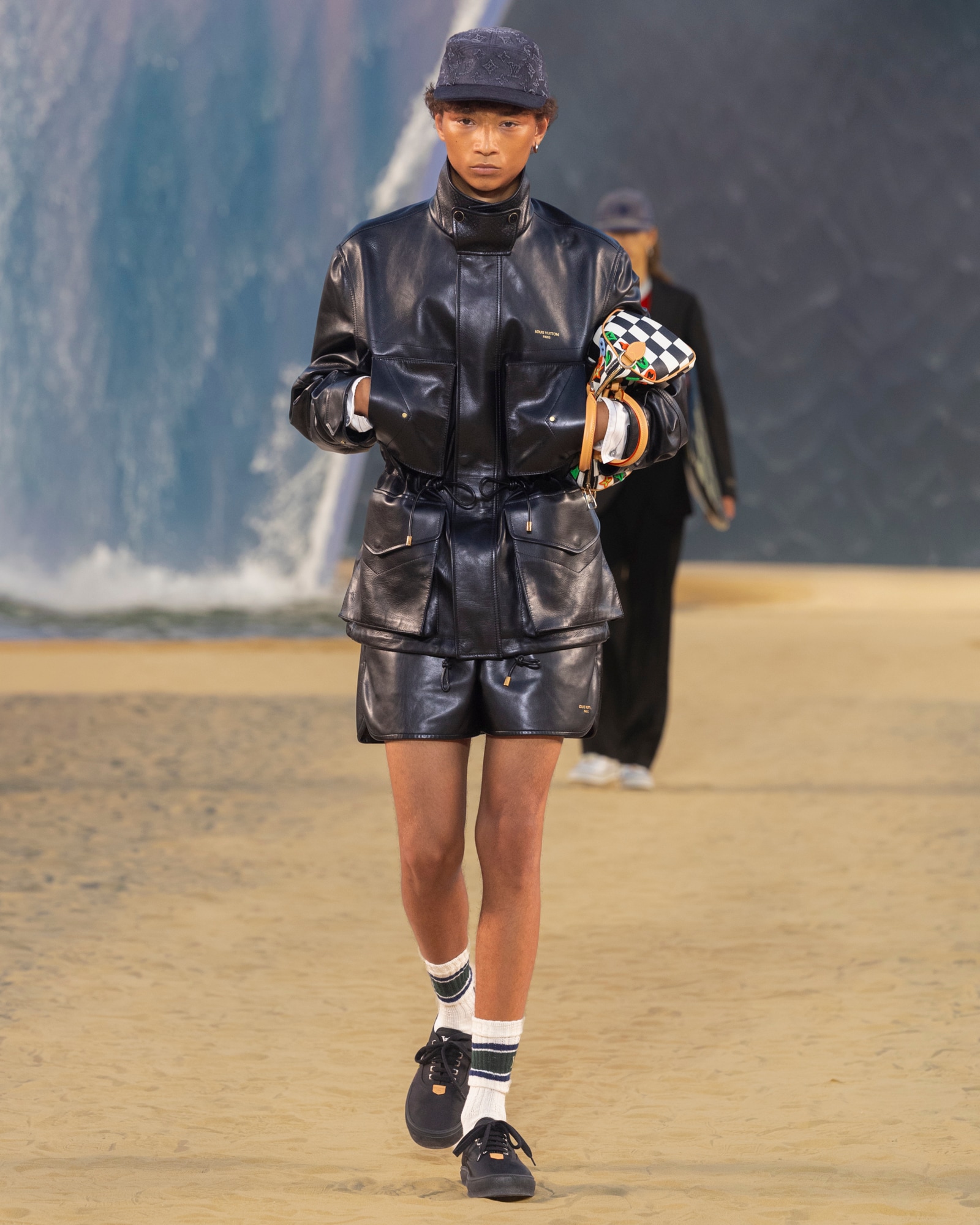 Louis Vuitton Spring Summer 2027 black leather runway look