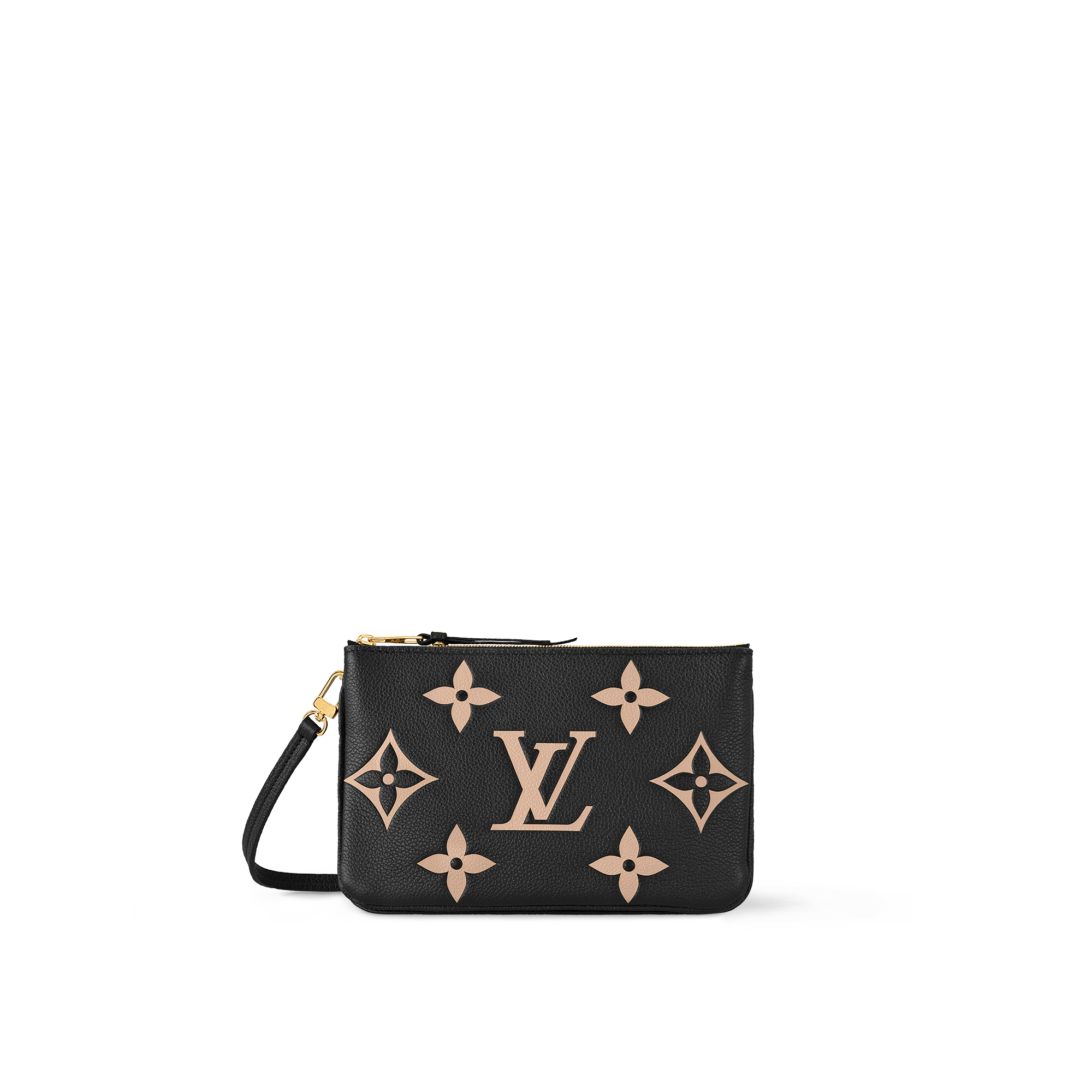 lv double zip pochette black