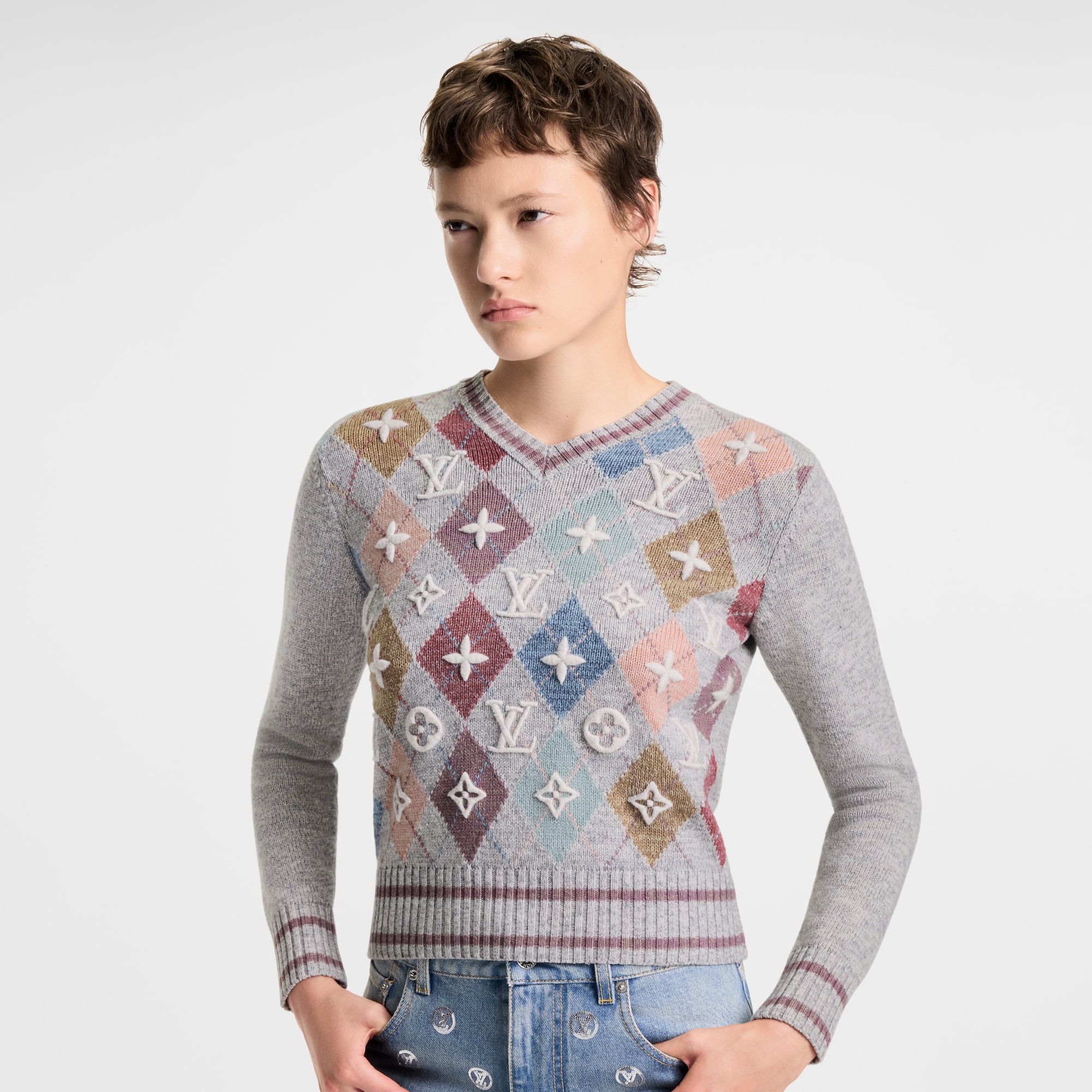 Women - 3D Signature Argyle Jumper  Women Ready-to-Wear Knitwear | LOUIS VUITTON (Product zoom)