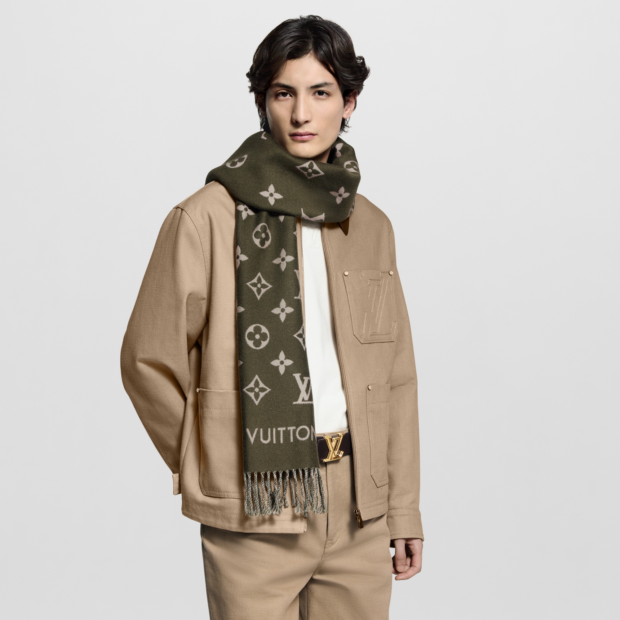 Men - All About Monogram Scarf S00 Men Accessories Scarves | LOUIS VUITTON (Product zoom)