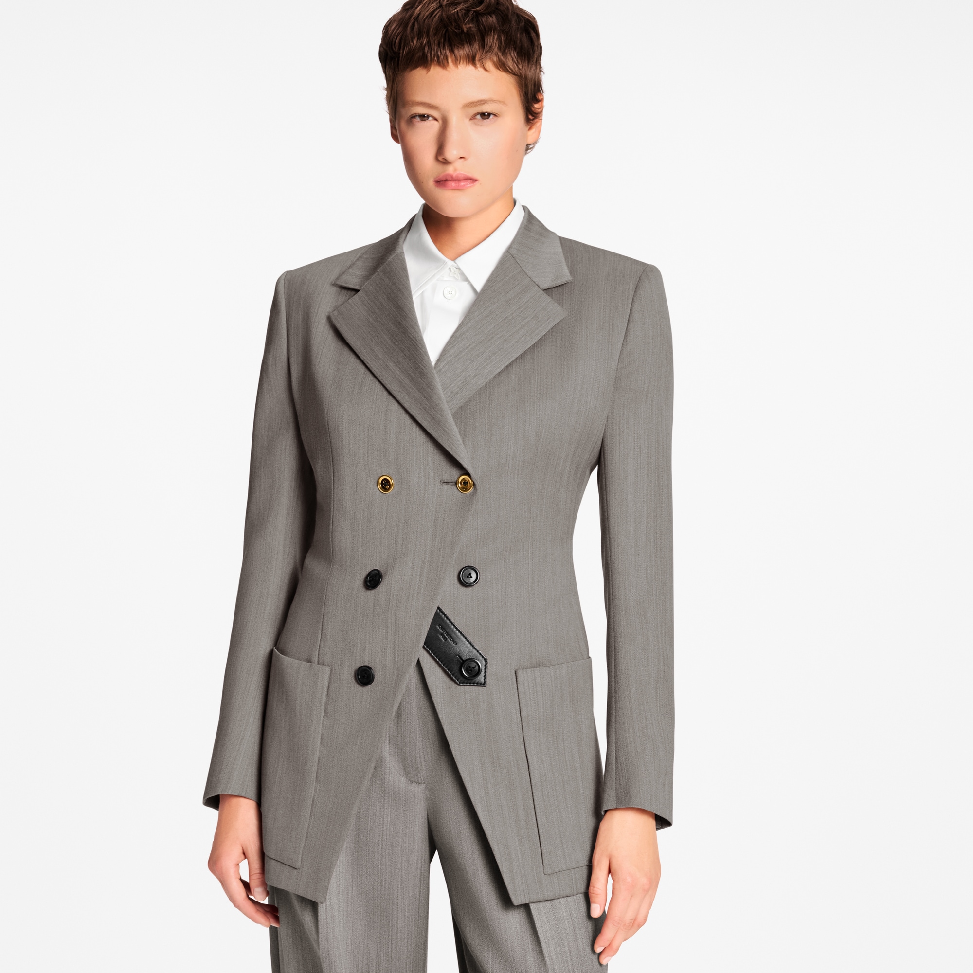 Women - Asymmetrical Double-Breasted Blazer  Women Ready-to-Wear Coats and Jackets | LOUIS VUITTON (Product zoom)