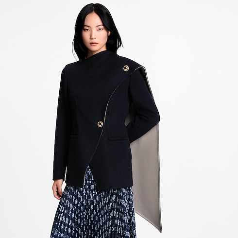 Women - Asymmetrical Scarf Jacket Women Ready-to-Wear Coats and Jackets | LOUIS VUITTON (Product zoom)