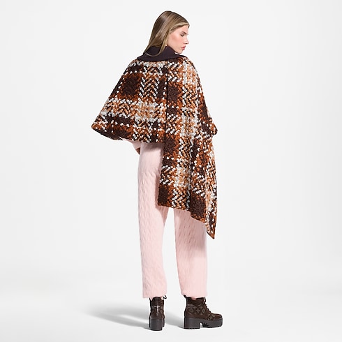 Women - Asymmetrical Tartan Tweed Cape Coat Women Ready-to-Wear Coats and Jackets | LOUIS VUITTON (Product zoom)