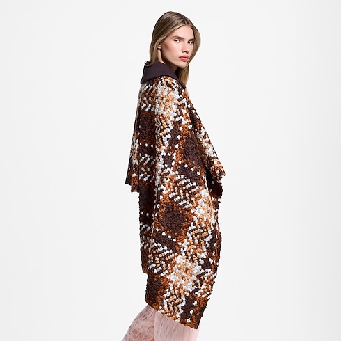 Women - Asymmetrical Tartan Tweed Cape Coat Women Ready-to-Wear Coats and Jackets | LOUIS VUITTON (Product zoom)