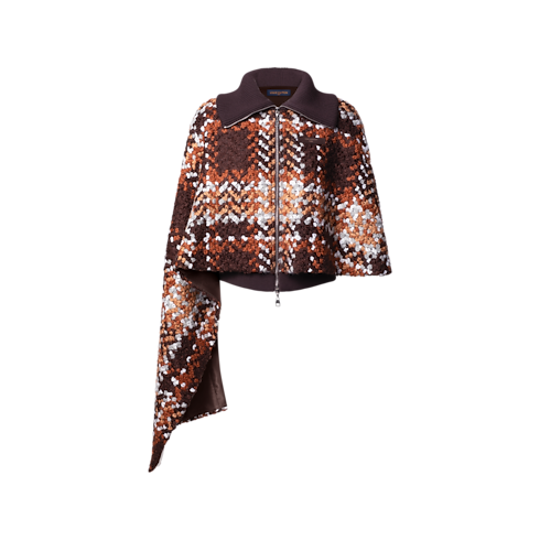 Women - Asymmetrical Tartan Tweed Cape Coat Women Ready-to-Wear Coats and Jackets | LOUIS VUITTON (Product zoom)
