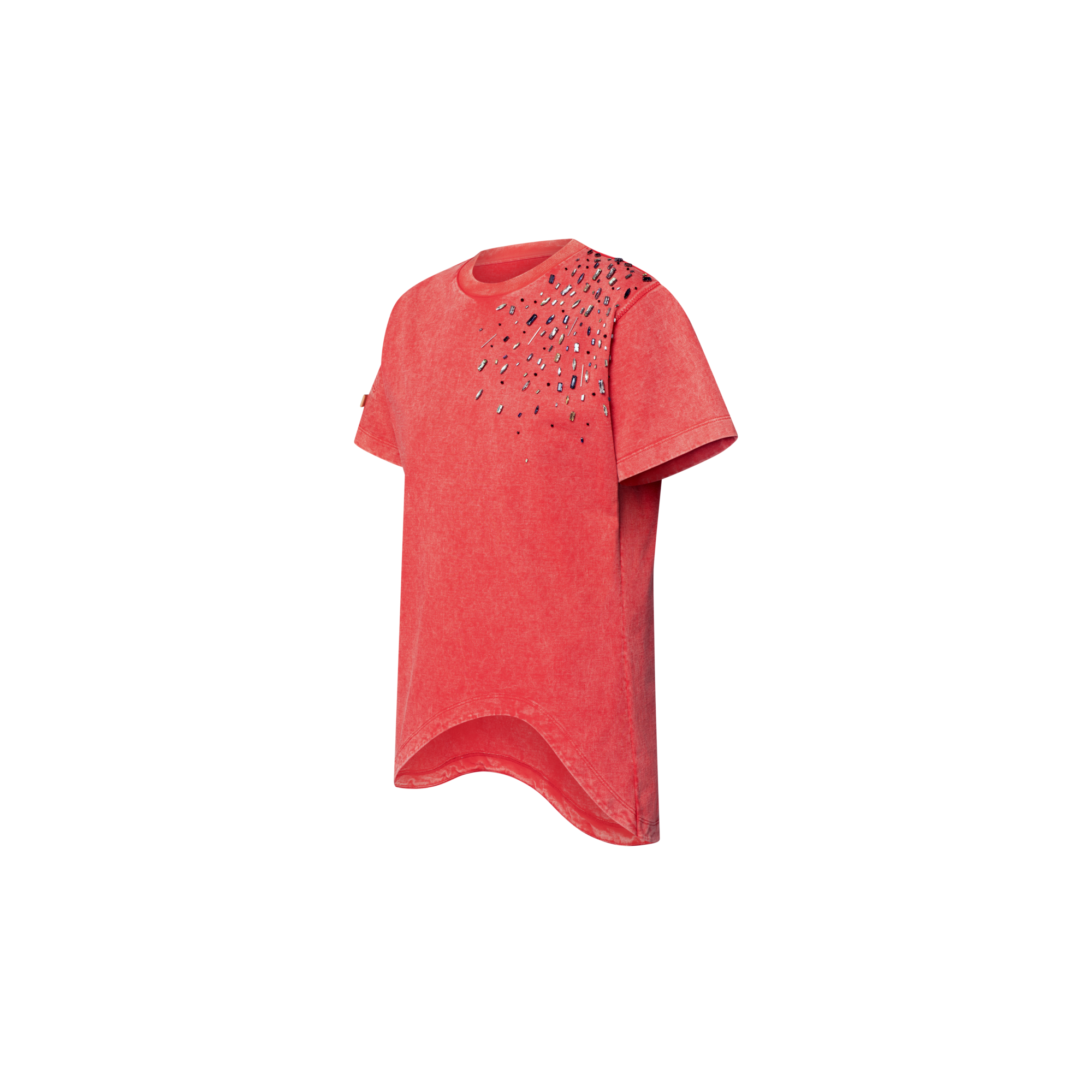 Women - Bead Accent Curve Hem T-Shirt  Women Ready-to-Wear Tops | LOUIS VUITTON (Product zoom)