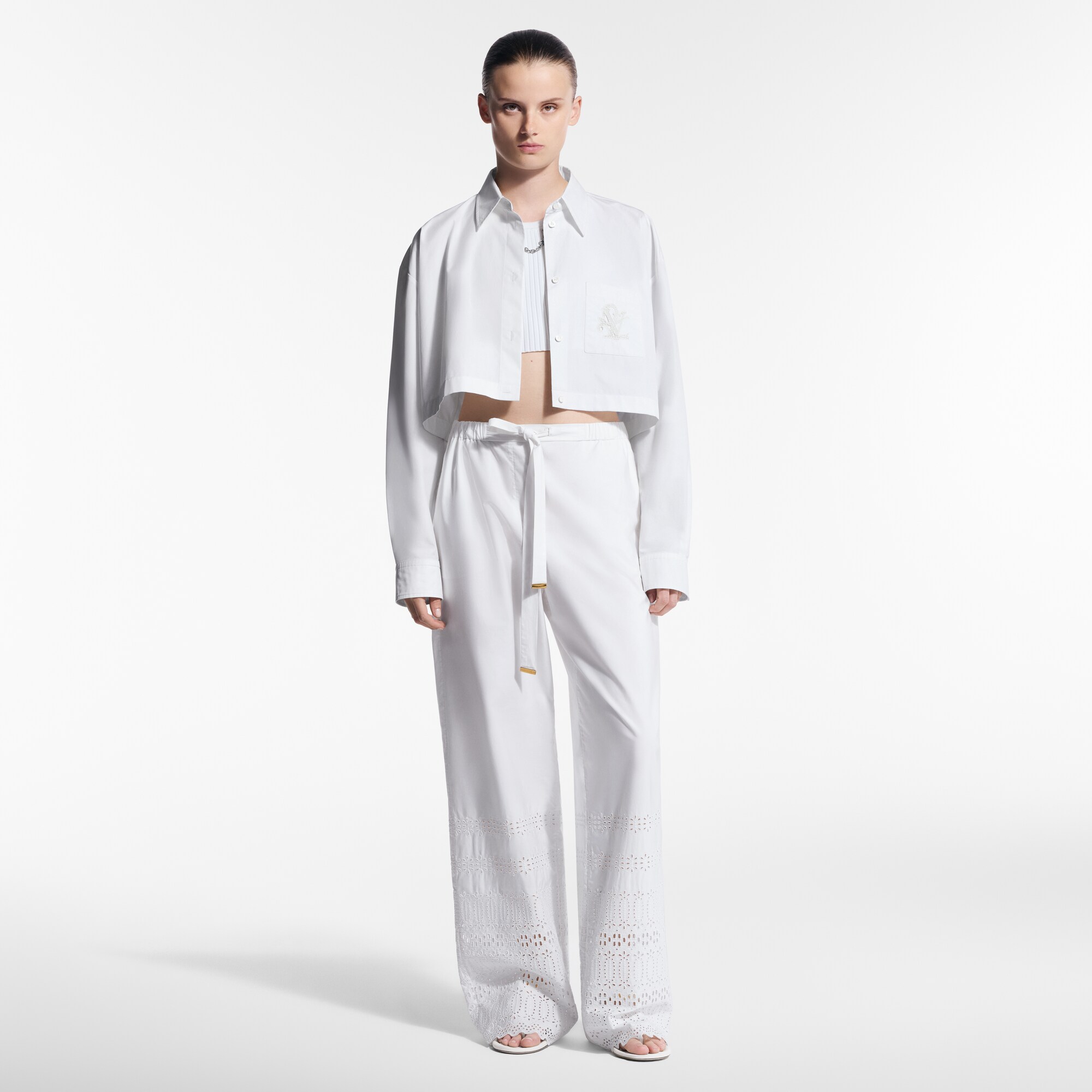 Women - Broderie Anglaise Pyjama Bottoms  Women Ready-to-Wear Trousers | LOUIS VUITTON (Product zoom)