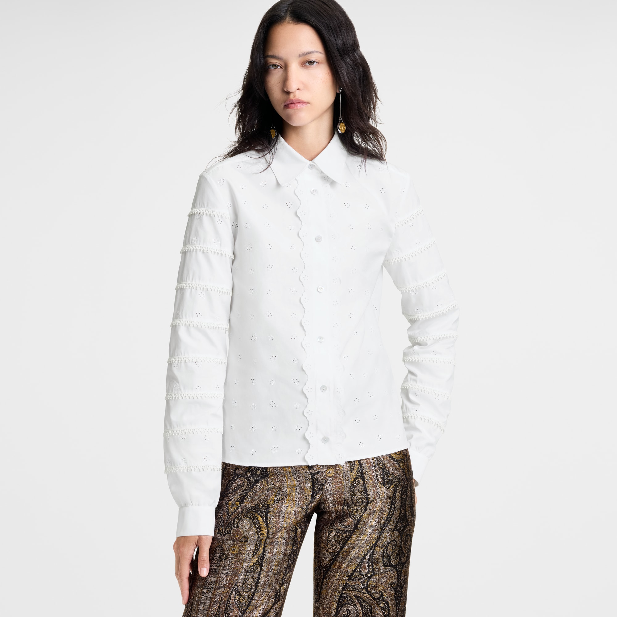 Women - Broderie Anglaise Shirt  Women Ready-to-Wear Tops | LOUIS VUITTON (Product zoom)