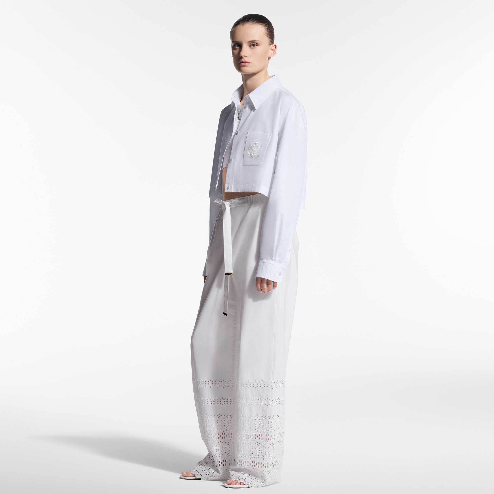 Women - Broderie LV Cropped Shirt  Women Ready-to-Wear Tops | LOUIS VUITTON (Product zoom)