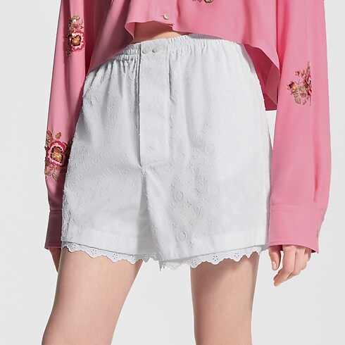 Women - Broderie Trim Shorts Women Ready-to-Wear Skirts and Shorts | LOUIS VUITTON (Product zoom)