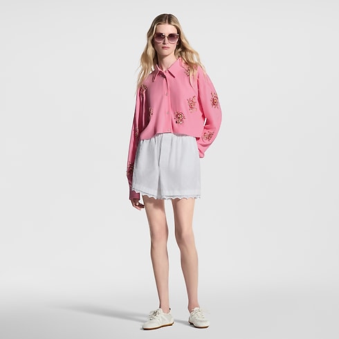 Women - Broderie Trim Shorts Women Ready-to-Wear Skirts and Shorts | LOUIS VUITTON (Product zoom)