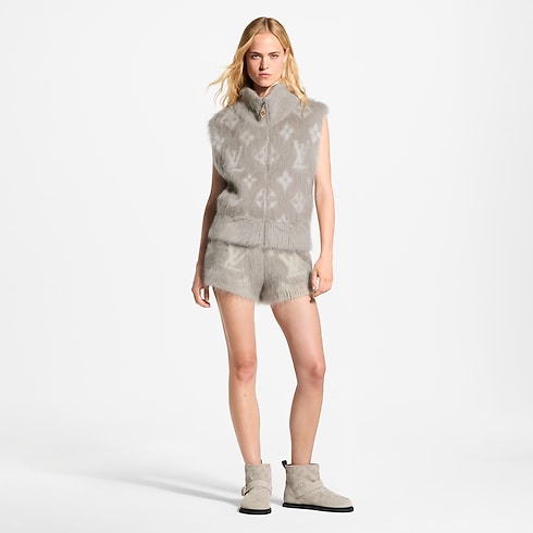 Women - Brushed Monogram Zip-Up Gilet Women Ready-to-Wear Knitwear | LOUIS VUITTON (Product zoom)