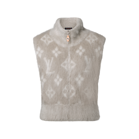 Women - Brushed Monogram Zip-Up Gilet Women Ready-to-Wear Knitwear | LOUIS VUITTON (Product zoom)
