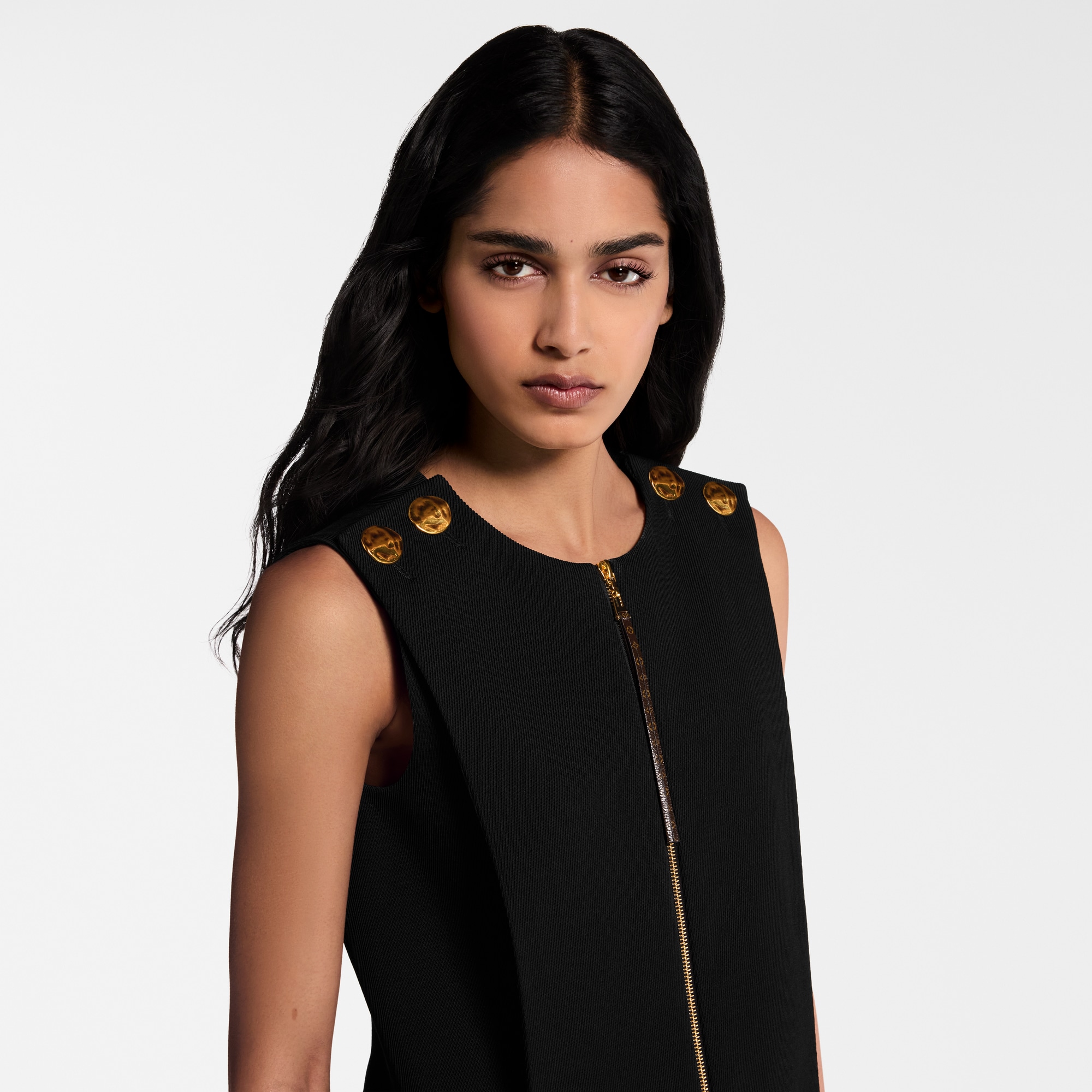 Women - Button Detail Apron Dress  Women Ready-to-Wear Dresses | LOUIS VUITTON (Product zoom)
