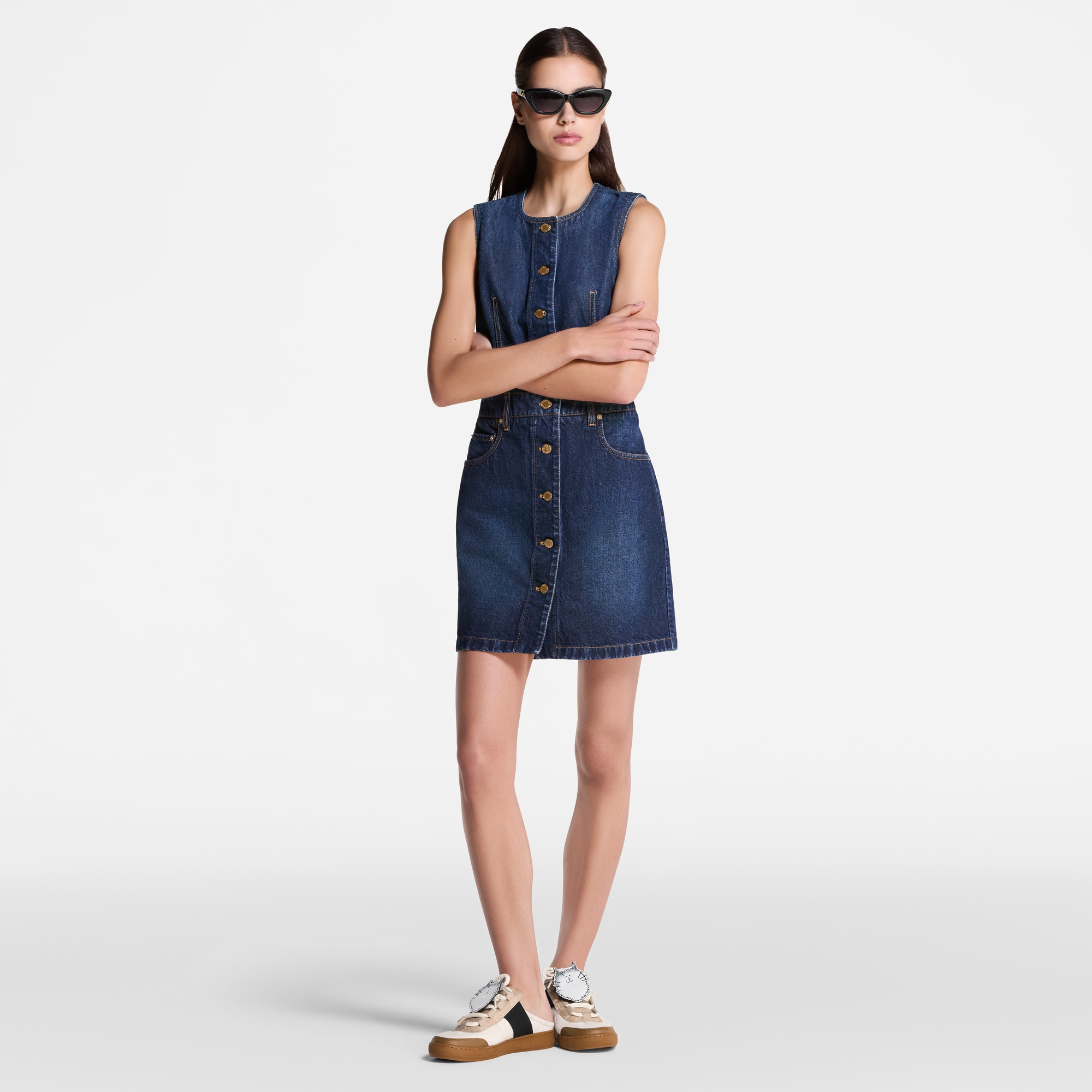 Women - Button Front Washed Denim Dress  Women Ready-to-Wear Dresses | LOUIS VUITTON (Product zoom)