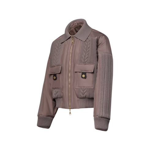 Women - Cable Knit Insert Bomber Jacket Women Ready-to-Wear Coats and Jackets | LOUIS VUITTON (Product zoom)