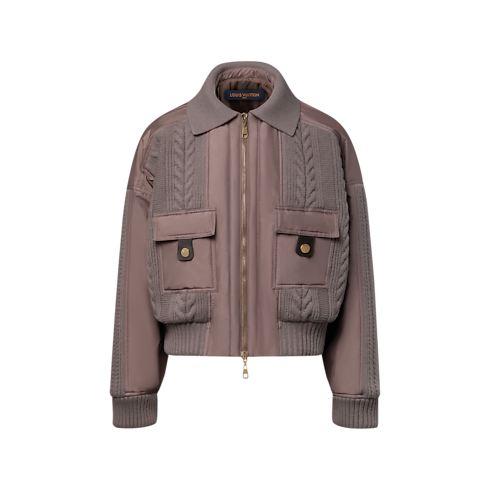 Women - Cable Knit Insert Bomber Jacket Women Ready-to-Wear Coats and Jackets | LOUIS VUITTON (Product zoom)