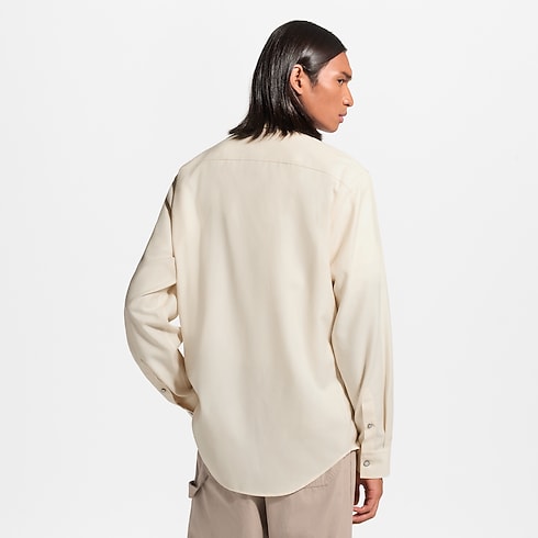 Men - Cashmere Cotton Long-Sleeved Flannel Shirt Men Ready-to-Wear All Ready-to-Wear | LOUIS VUITTON (Product zoom)