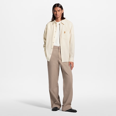 Men - Cashmere Cotton Long-Sleeved Flannel Shirt Men Ready-to-Wear All Ready-to-Wear | LOUIS VUITTON (Product zoom)