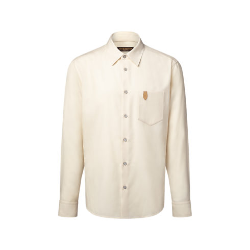 Men - Cashmere Cotton Long-Sleeved Flannel Shirt Men Ready-to-Wear All Ready-to-Wear | LOUIS VUITTON (Product zoom)