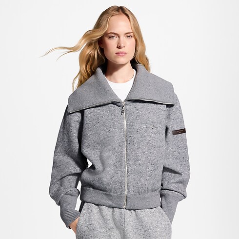 Women - Cashmere Zip-Up Jacket Women Ready-to-Wear T-shirts and Sweatshirts | LOUIS VUITTON (Product zoom)