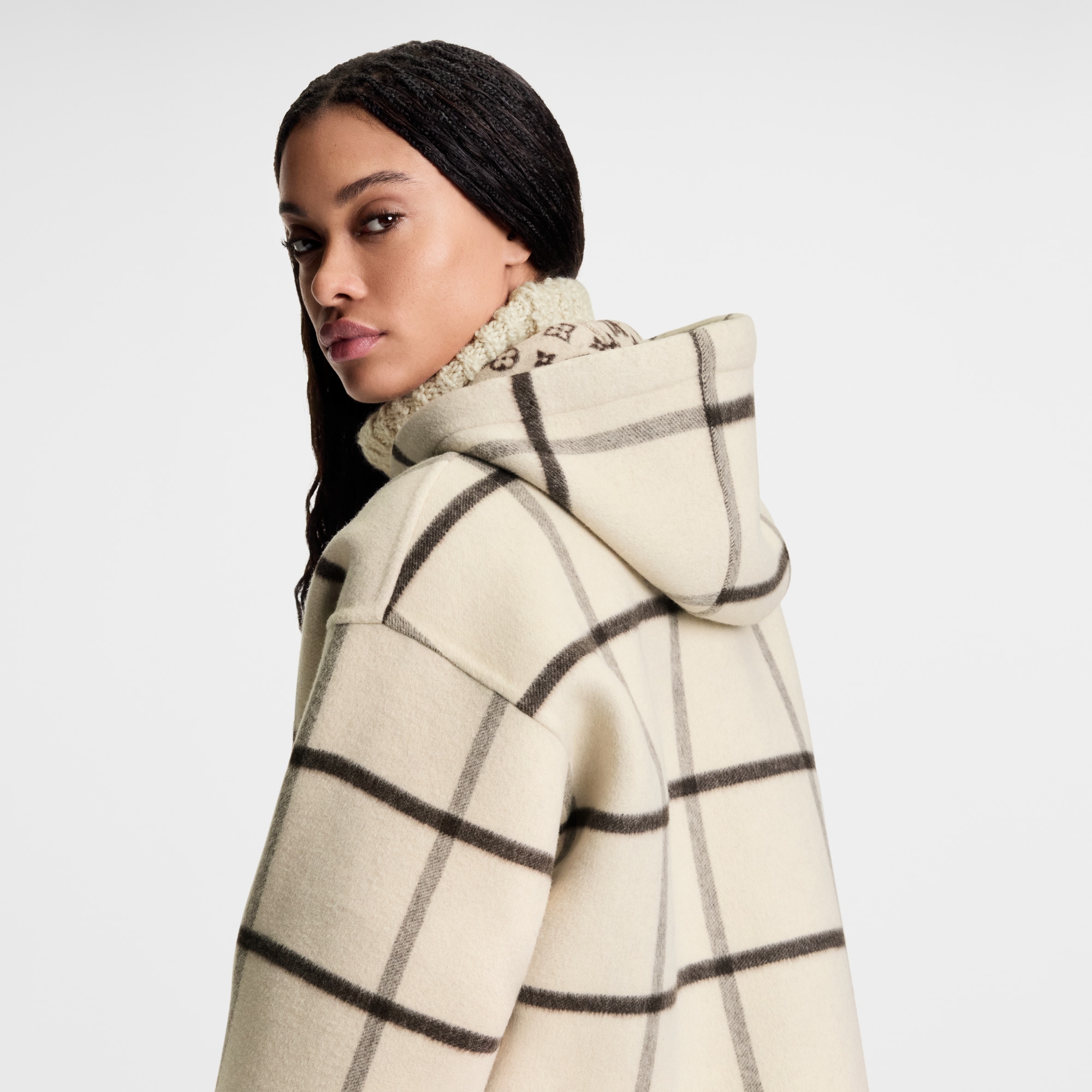 Women - Check Motif Hooded Jacket  Women Ready-to-Wear Coats and Jackets | LOUIS VUITTON (Product zoom)