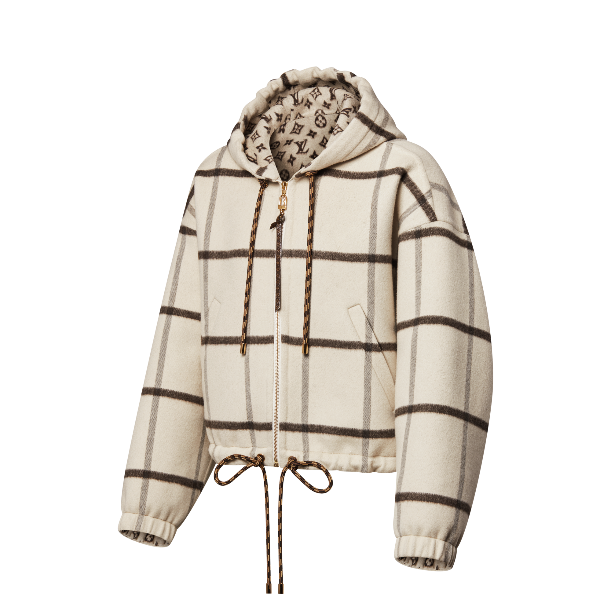 Women - Check Motif Hooded Jacket  Women Ready-to-Wear Coats and Jackets | LOUIS VUITTON (Product zoom)