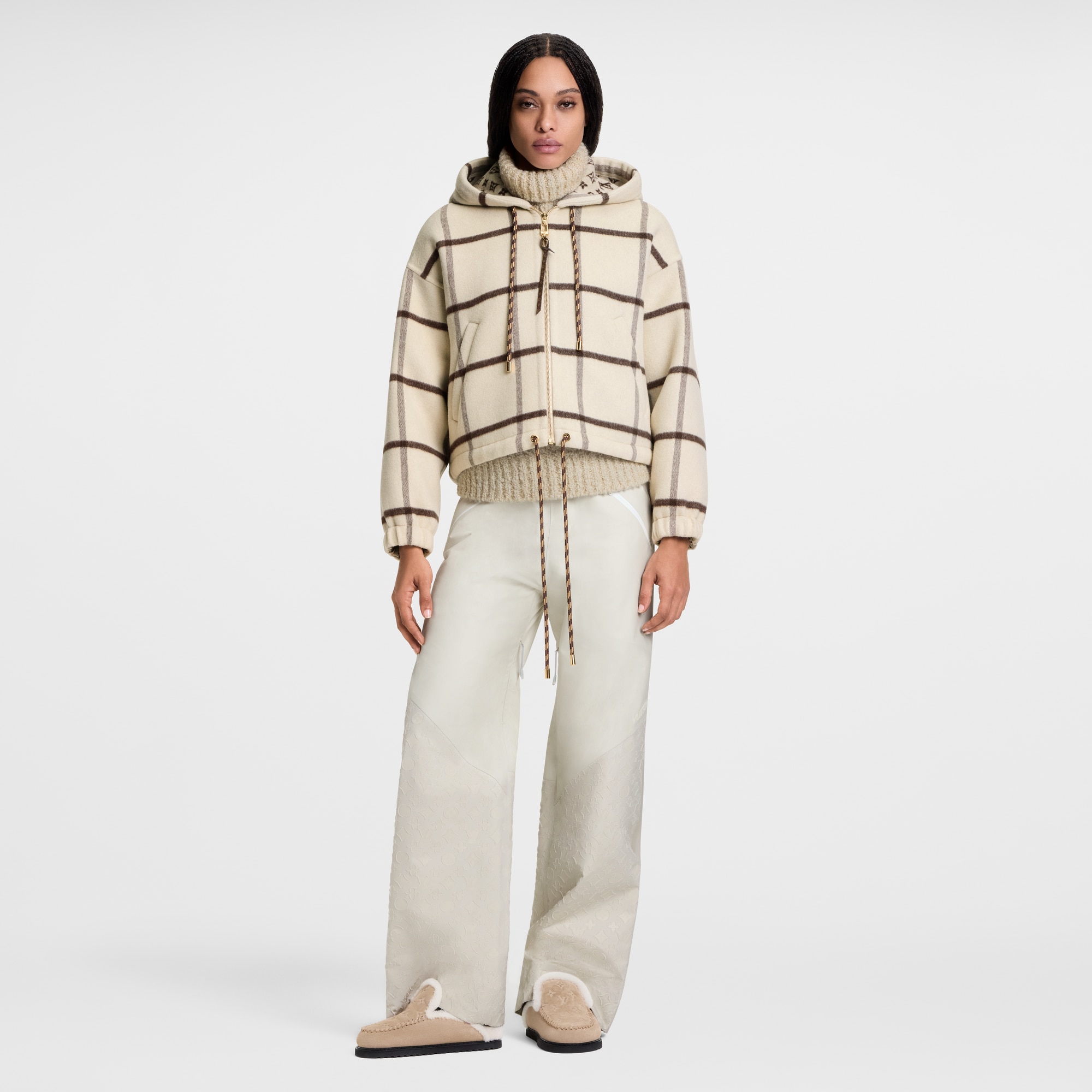 Women - Check Motif Hooded Jacket  Women Ready-to-Wear Coats and Jackets | LOUIS VUITTON (Product zoom)