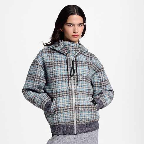 Women - Check Tweed Zip-Up Jacket Women Ready-to-Wear Coats and Jackets | LOUIS VUITTON (Product zoom)