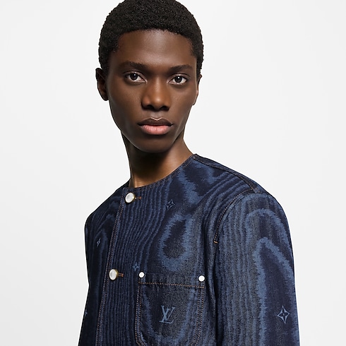 Men - Chic Collarless Denim Jacket Men Ready-to-Wear All Ready-to-Wear | LOUIS VUITTON (Product zoom)
