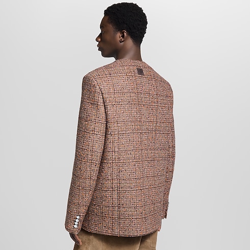 Men - Collarless Tweed Jacket Men Ready-to-Wear Blazers and Jackets | LOUIS VUITTON (Product zoom)