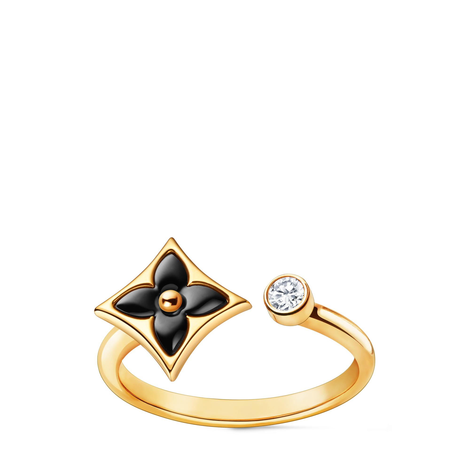 Jewellery - Color Blossom Mini Star Ring, Yellow Gold, Onyx and Diamond  Jewellery Categories All Fine Jewellery | LOUIS VUITTON (Product zoom)
