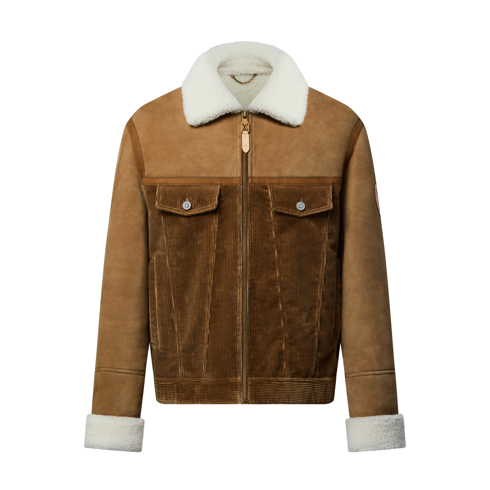 Men - Corduroy And Shearling Mix Trucker  Men Ready-to-Wear Outerwear and Coats | LOUIS VUITTON (Product zoom)