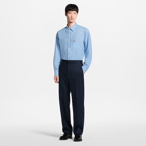 Men - Cotton Cashmere Long-Sleeved Jacquard Shirt Men Ready-to-Wear All Ready-to-Wear | LOUIS VUITTON (Product zoom)