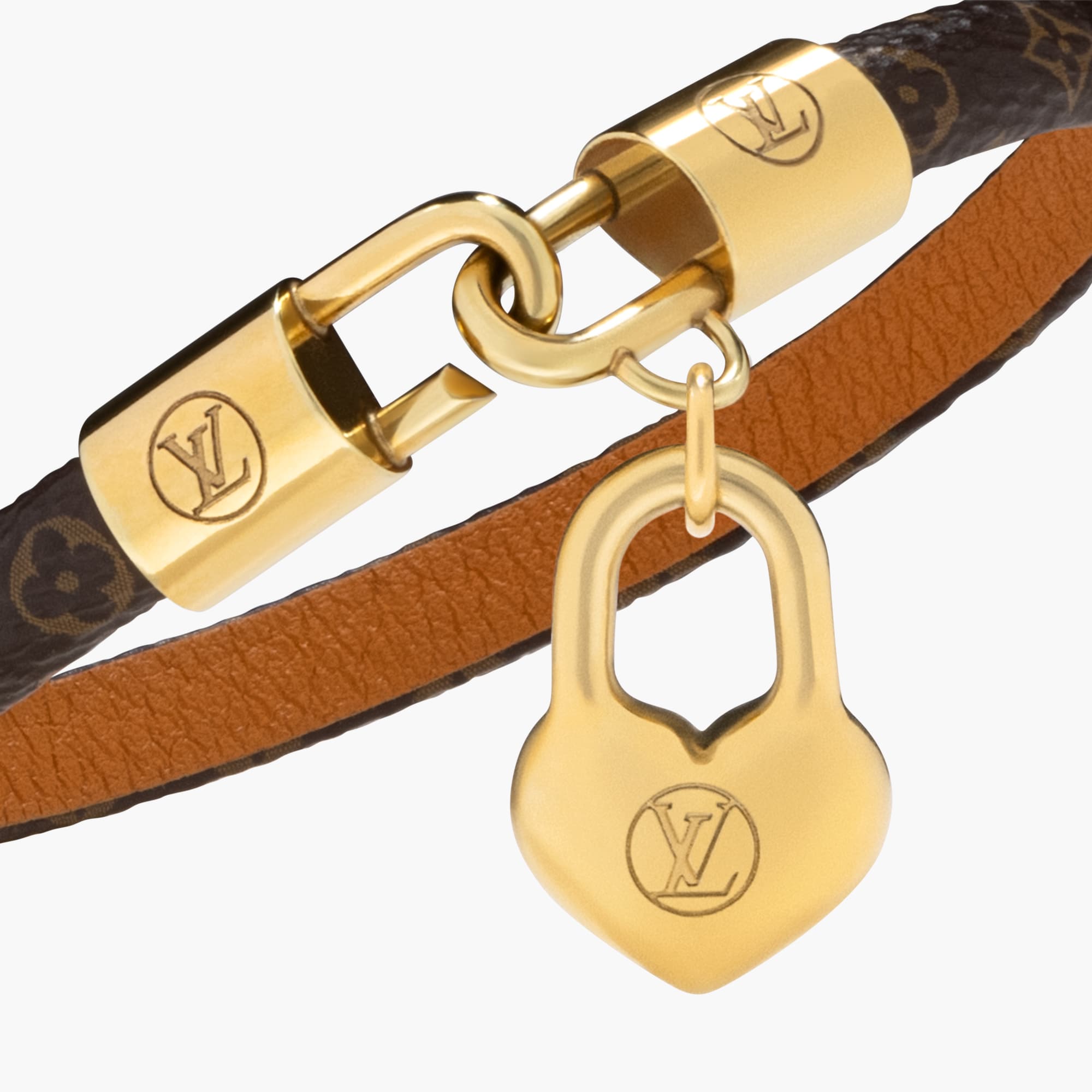 Crazy In Lock Charm Bracelet Luxury Other Leathers Brown LOUIS