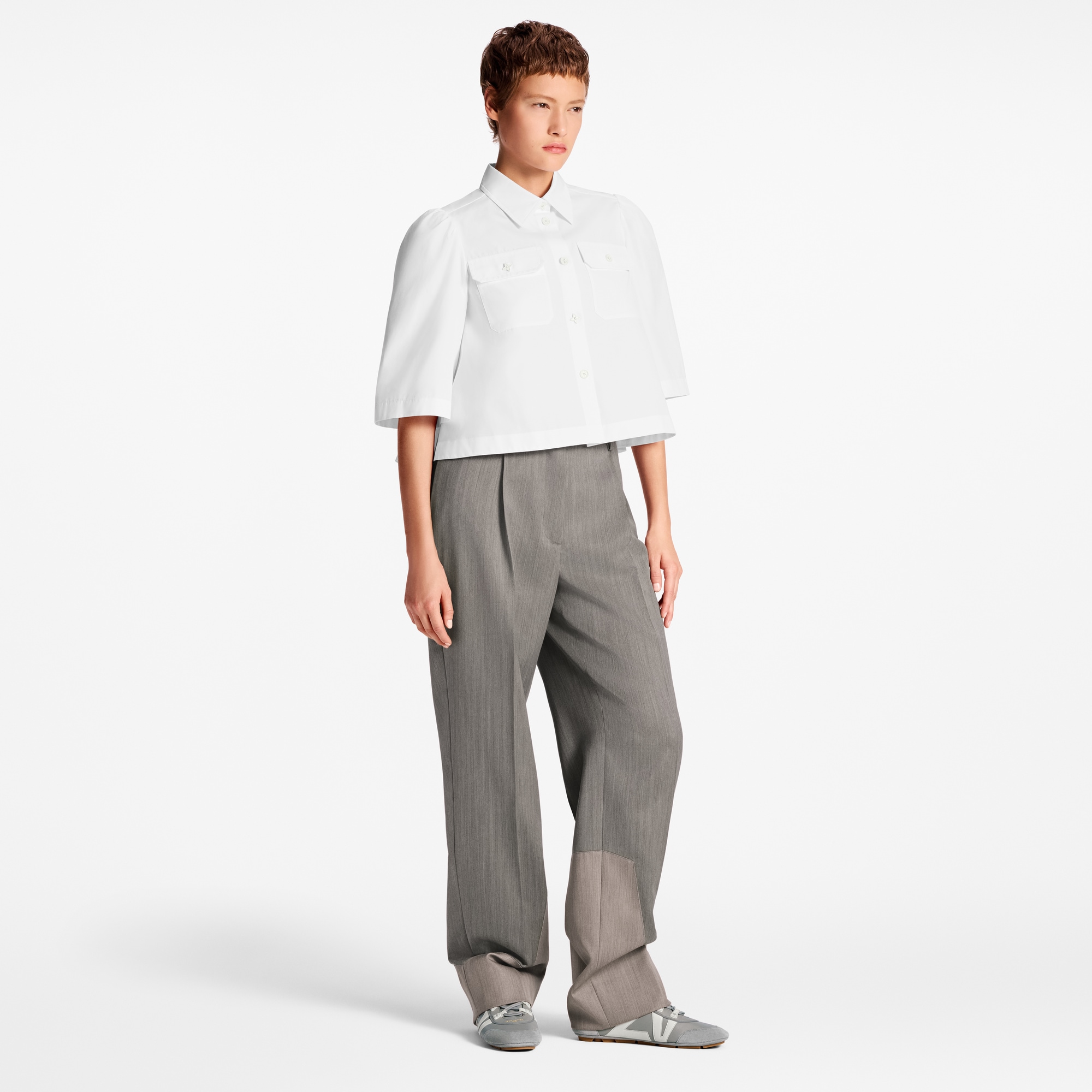 Women - Cropped Flap Pocket Shirt  Women Ready-to-Wear Tops | LOUIS VUITTON (Product zoom)