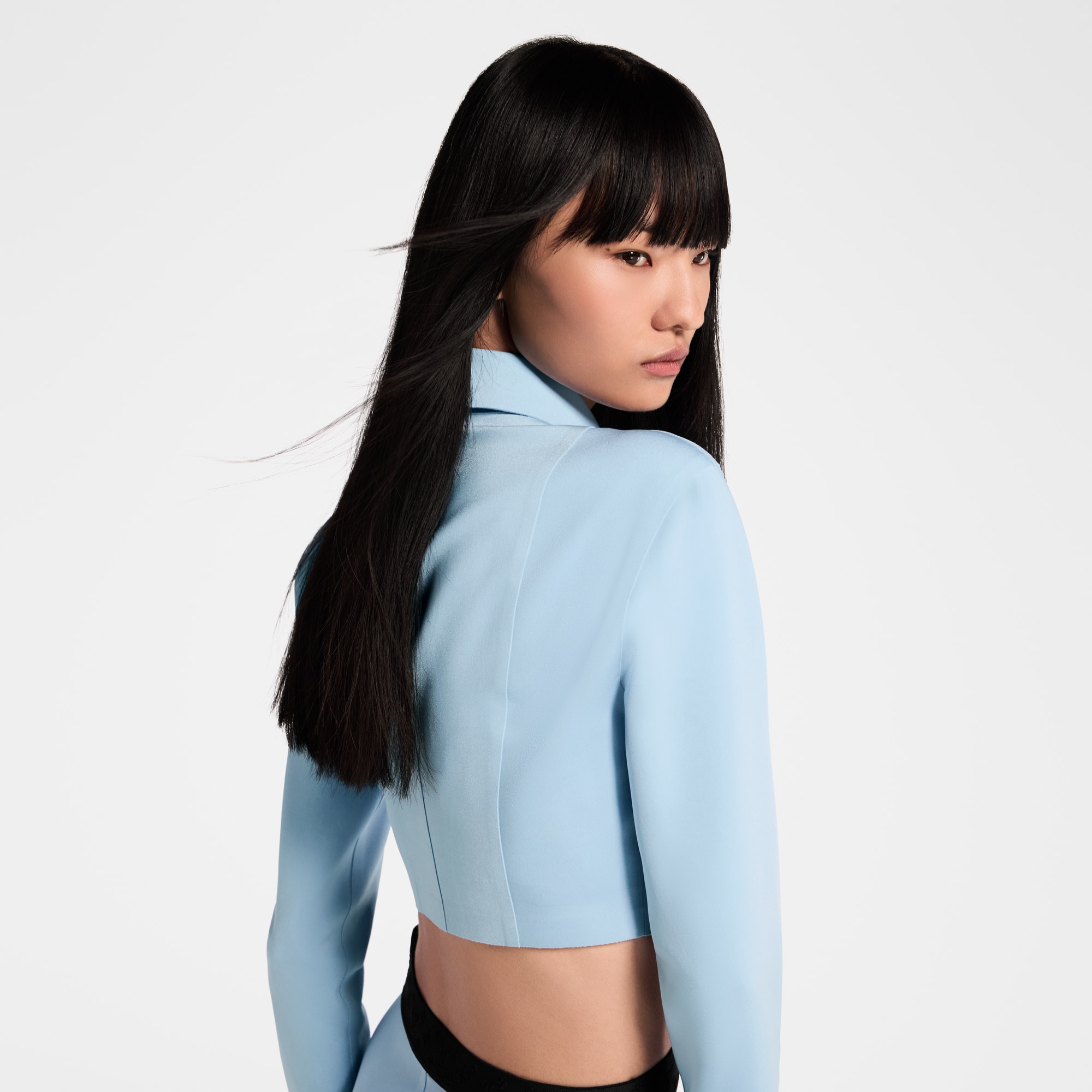 Women - Cropped Long-Sleeved Polo Top  Women Ready-to-Wear Tops | LOUIS VUITTON (Product zoom)