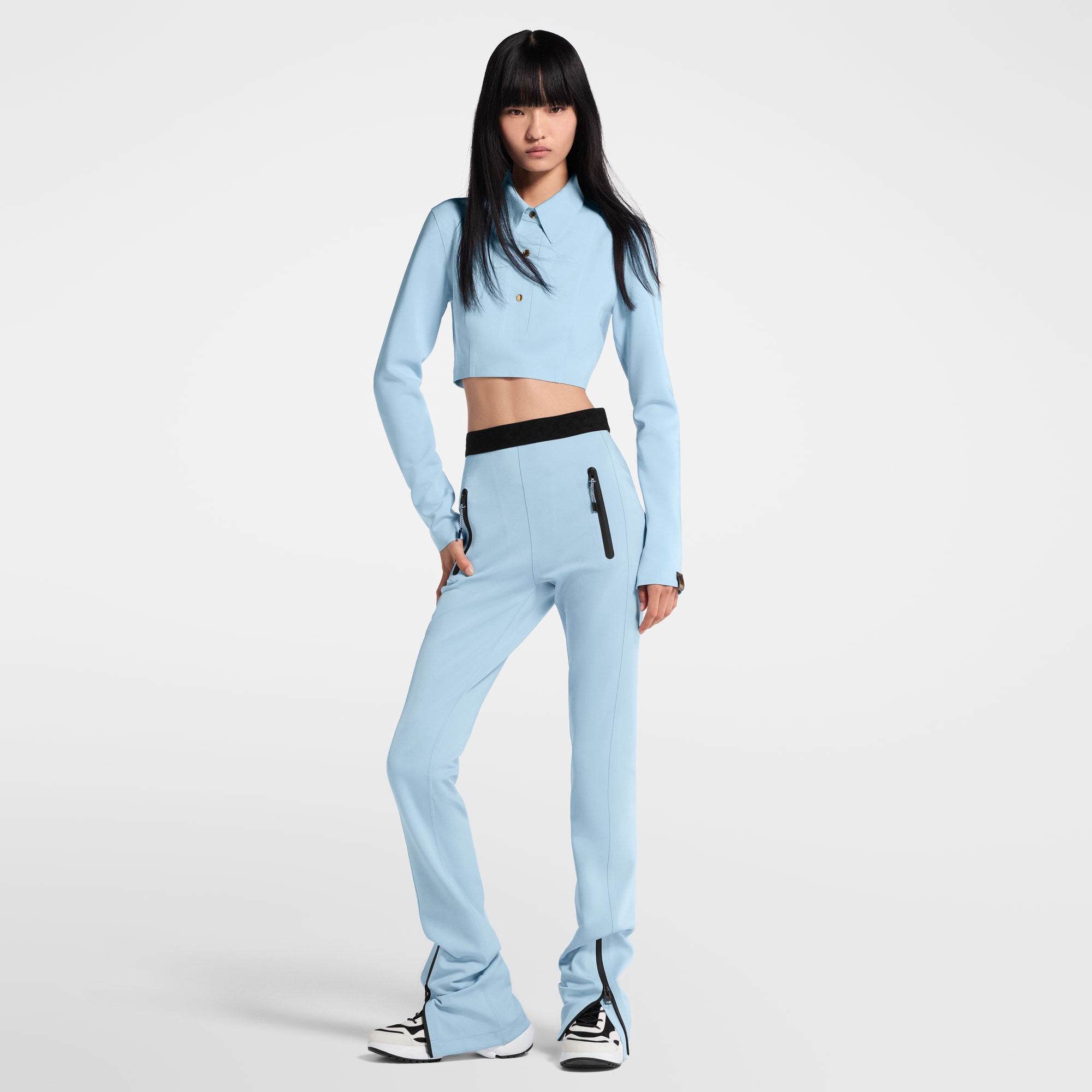 Women - Cropped Long-Sleeved Polo Top  Women Ready-to-Wear Tops | LOUIS VUITTON (Product zoom)