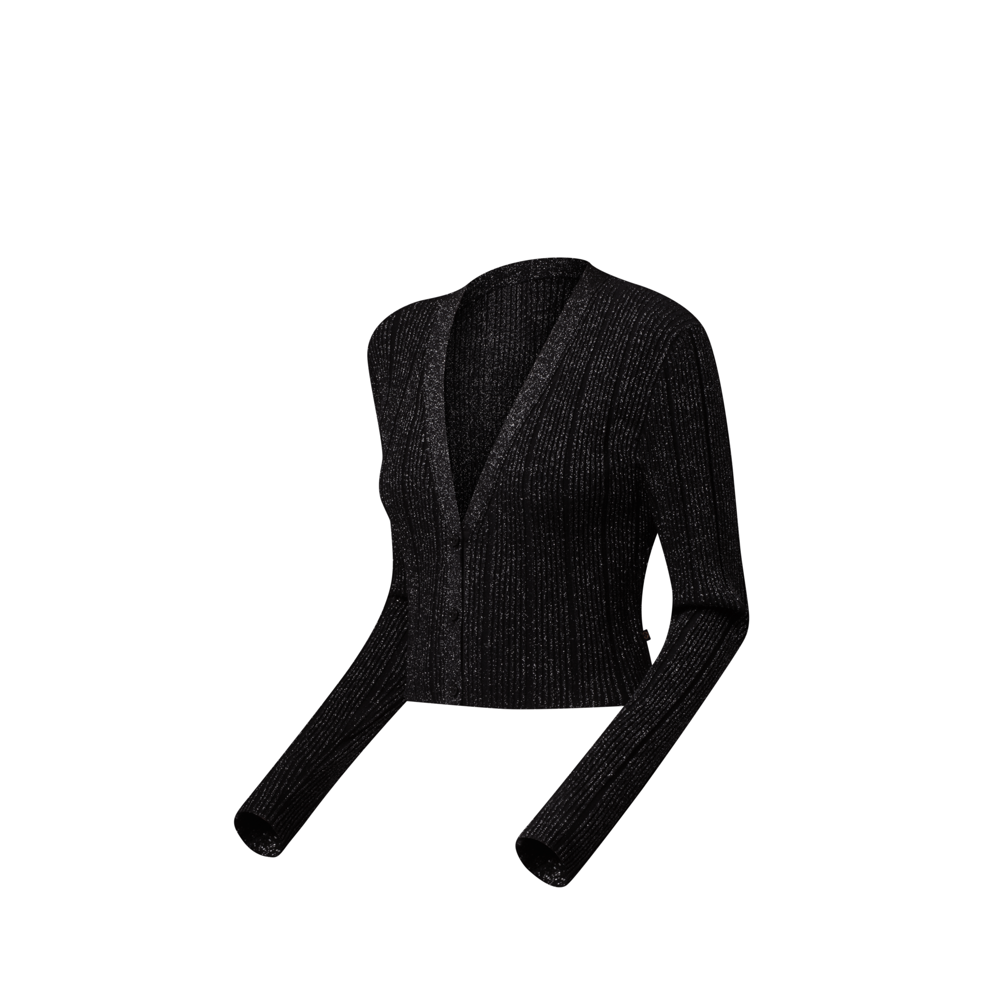 Women - Cropped Rib-Knit Lurex Cardigan  Women Ready-to-Wear Knitwear | LOUIS VUITTON (Product zoom)