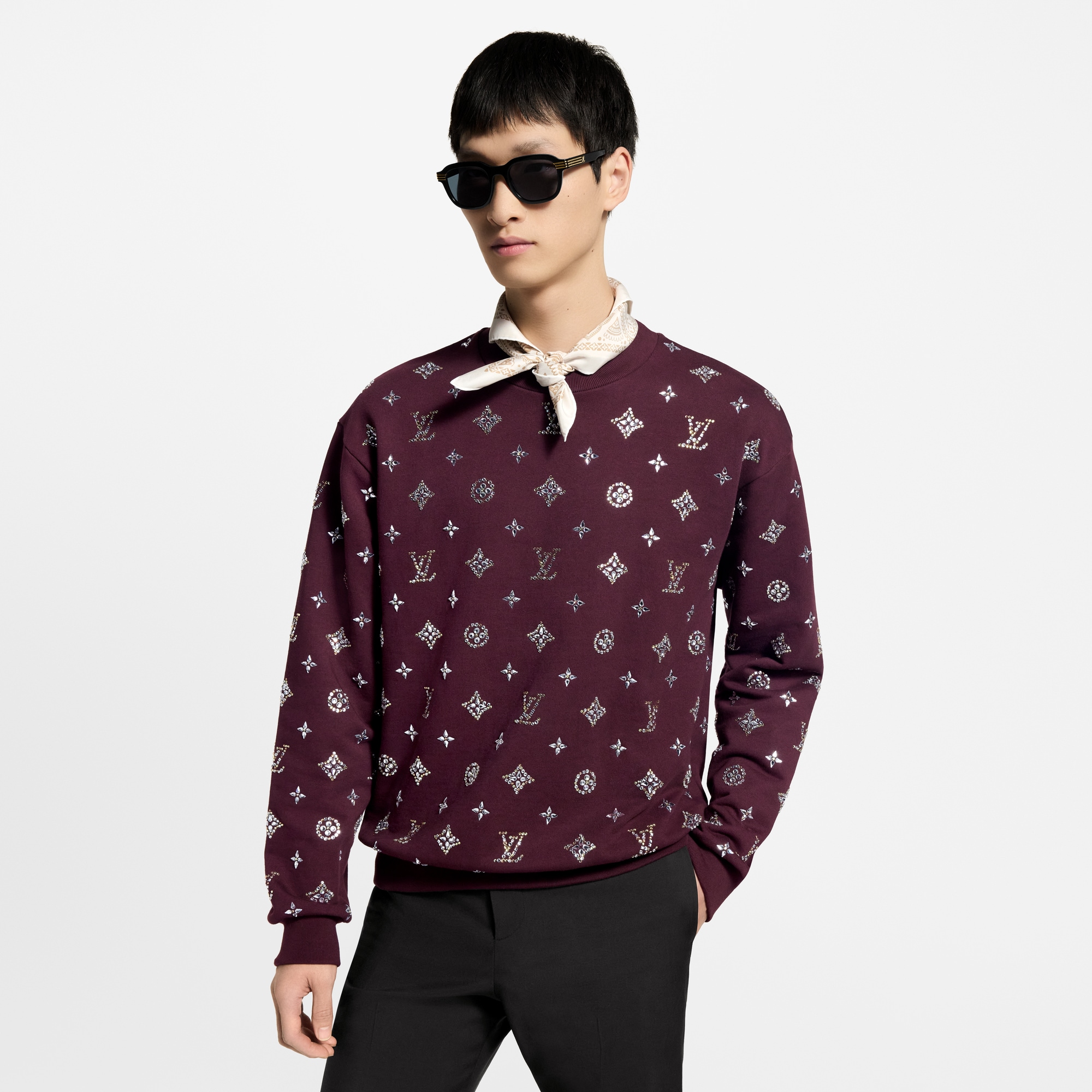 Men - Crystal Monogram Crewneck  Men Ready-to-Wear Knitwear and Sweatshirts | LOUIS VUITTON (Product zoom)