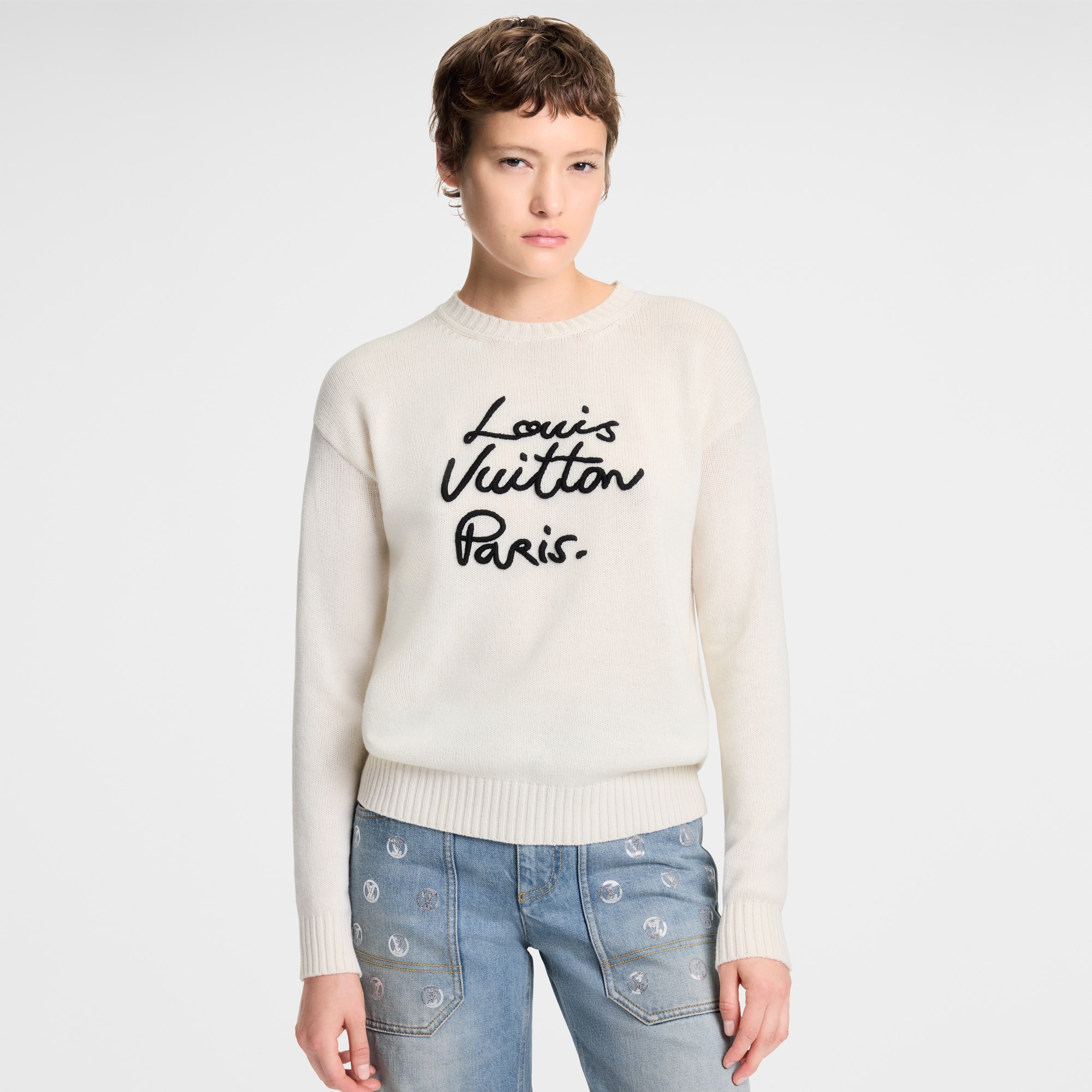 Women - Cursive Signature Jumper  Women Ready-to-Wear Knitwear | LOUIS VUITTON (Product zoom)