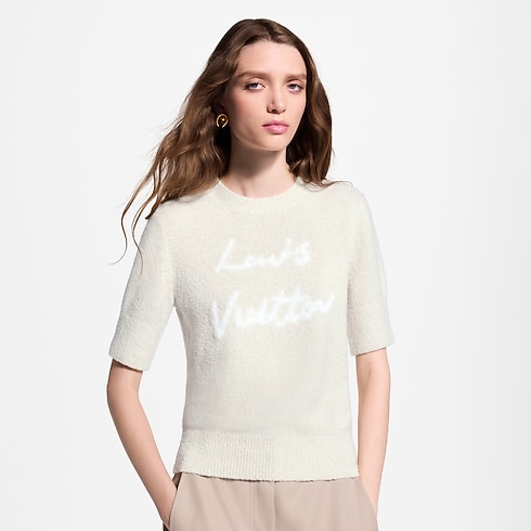 Women - Cursive Signature Knit Top Women Ready-to-Wear Knitwear | LOUIS VUITTON (Product zoom)