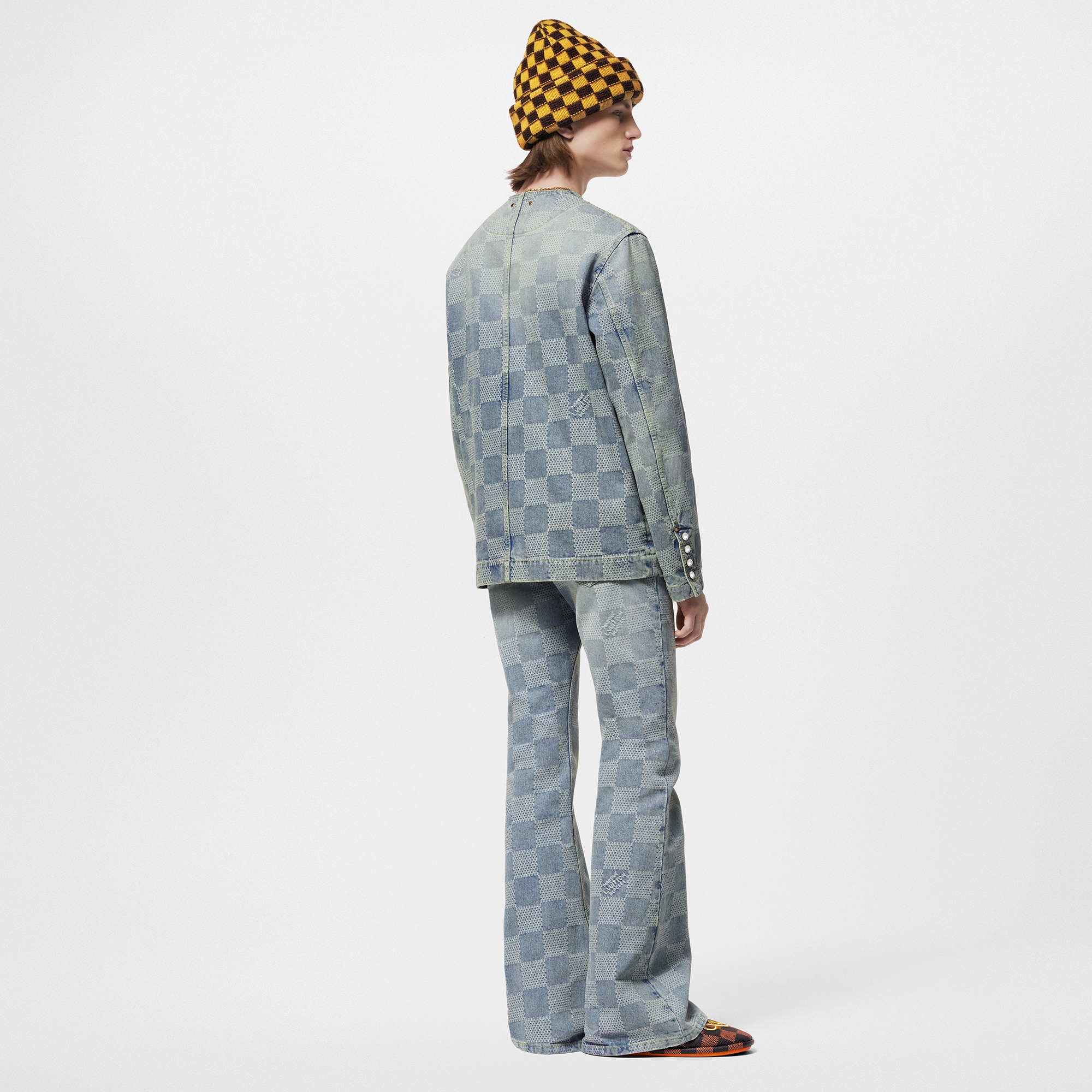 Men - Damier Bootcut Denim Trousers  Men Ready-to-Wear Denim Collection | LOUIS VUITTON (Product zoom)