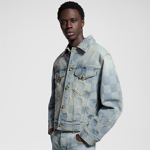 Men - Damier Classic Denim Jacket Men Ready-to-Wear Outerwear and Coats | LOUIS VUITTON (Product zoom)