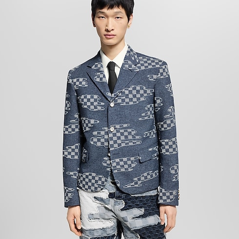 Men - Damier Cropped Single-Breasted Jacket Men Ready-to-Wear Blazers and Jackets | LOUIS VUITTON (Product zoom)