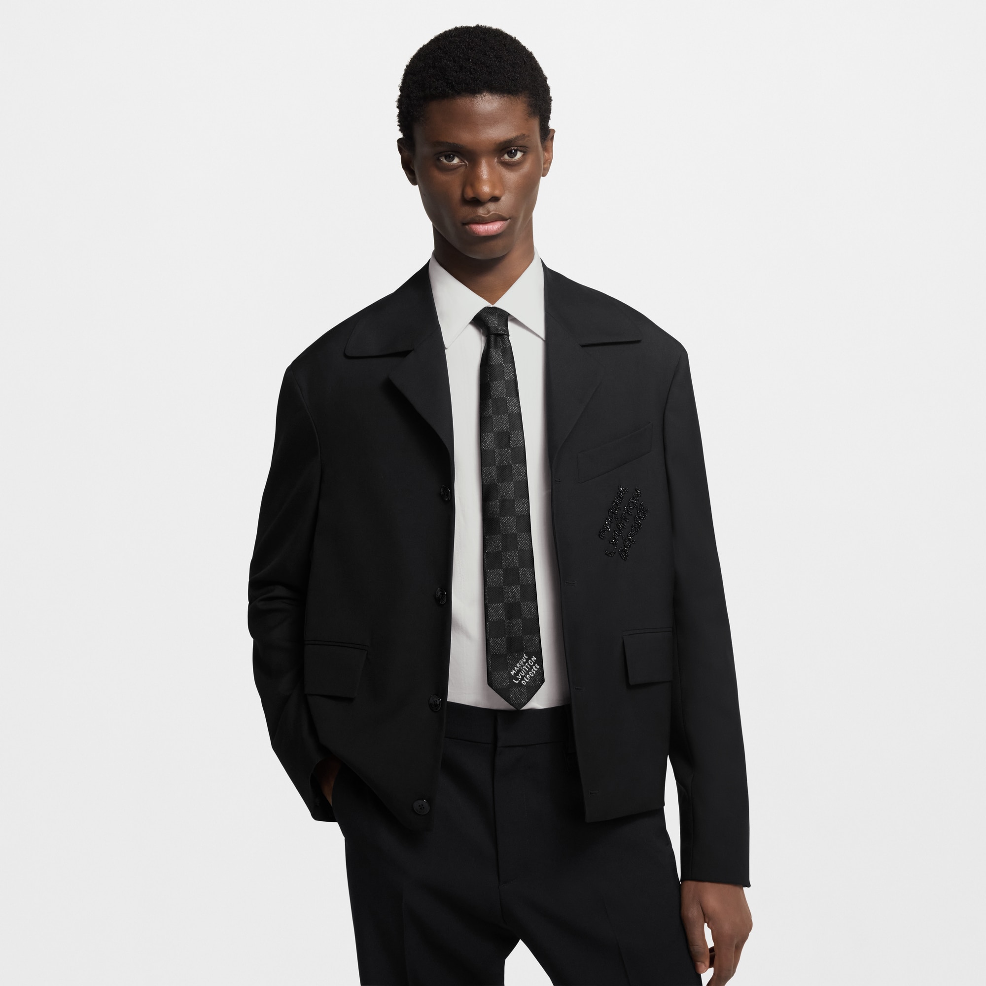 Men - Damier Evening Tie S00 Men Accessories Ties and Pocket Squares | LOUIS VUITTON (Product zoom)