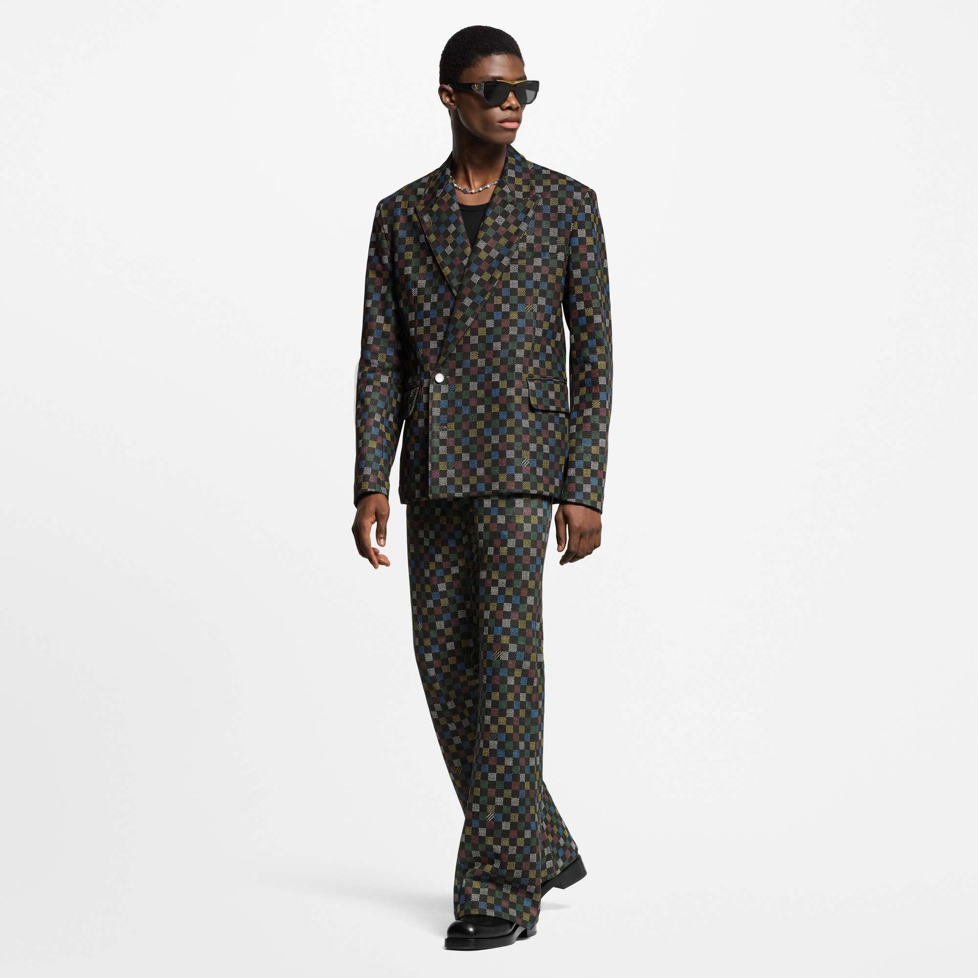 Men - Damier Flared Denim Trousers  Men Ready-to-Wear Denim Collection | LOUIS VUITTON (Product zoom)