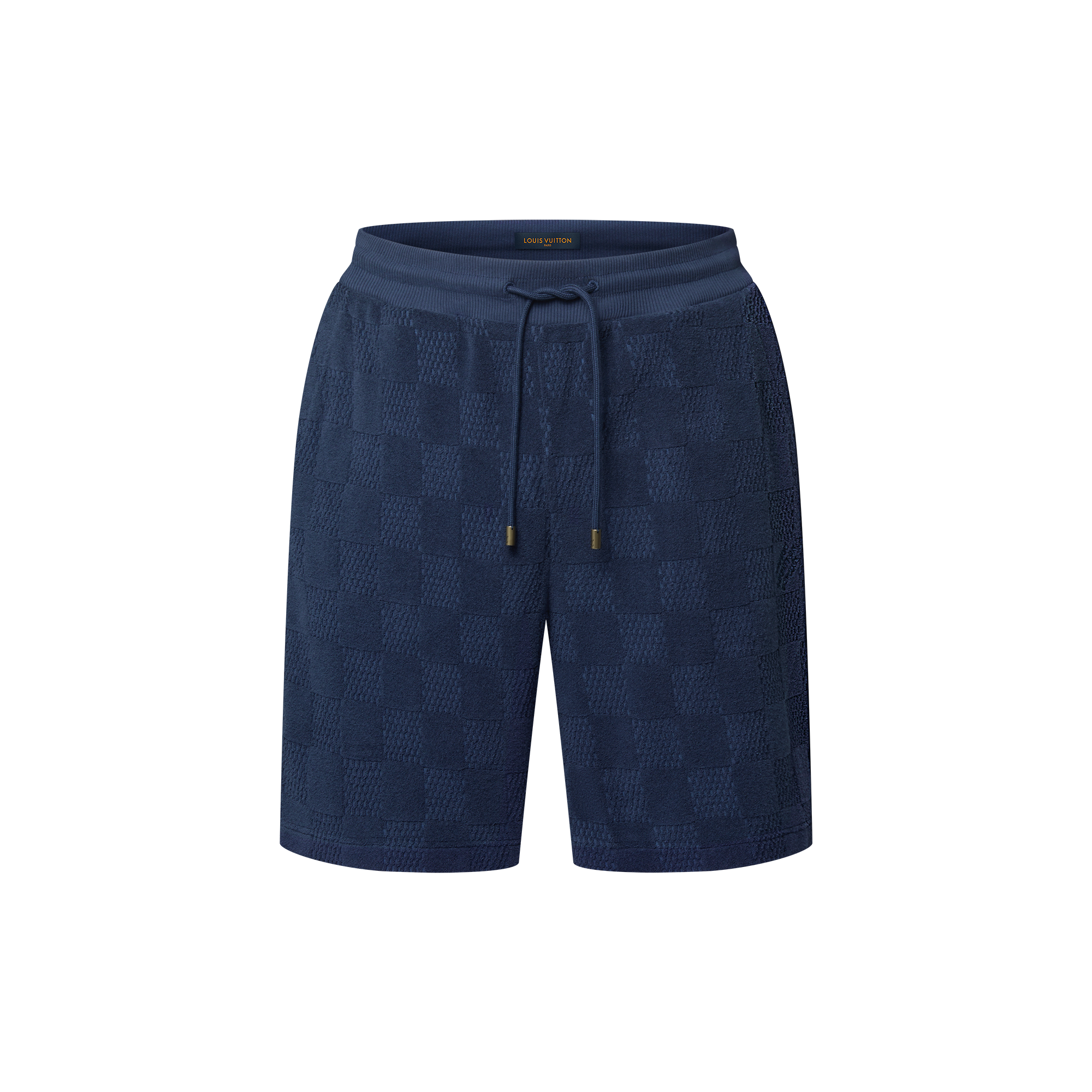 Men - Damier French Terry Cotton Blend Shorts  Men Ready-to-Wear All Ready-to-Wear | LOUIS VUITTON (Product zoom)