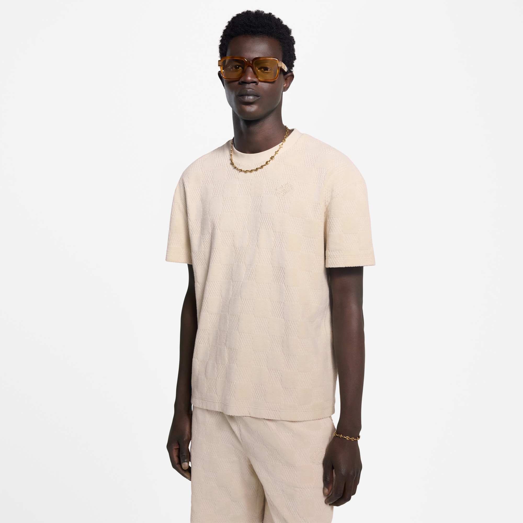 Men - Damier French Terry T-Shirt  Men Ready-to-Wear T-Shirts and Polos | LOUIS VUITTON (Product zoom)