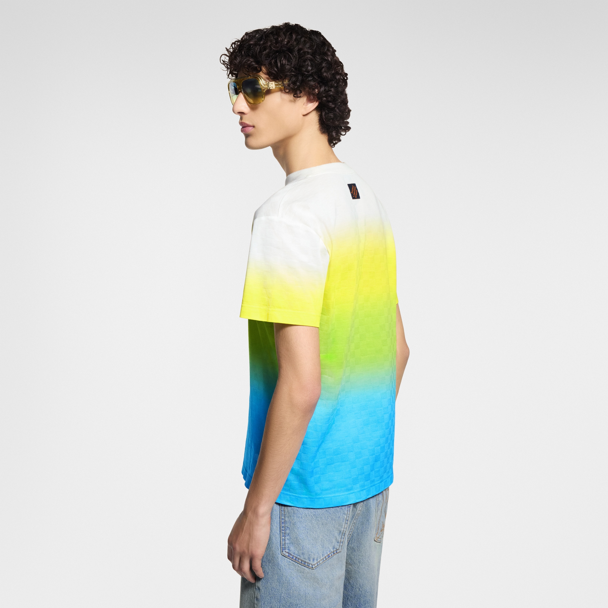 Men - Damier Gradient Jacquard Cotton T-Shirt  Men Ready-to-Wear T-Shirts and Polos | LOUIS VUITTON (Product zoom)